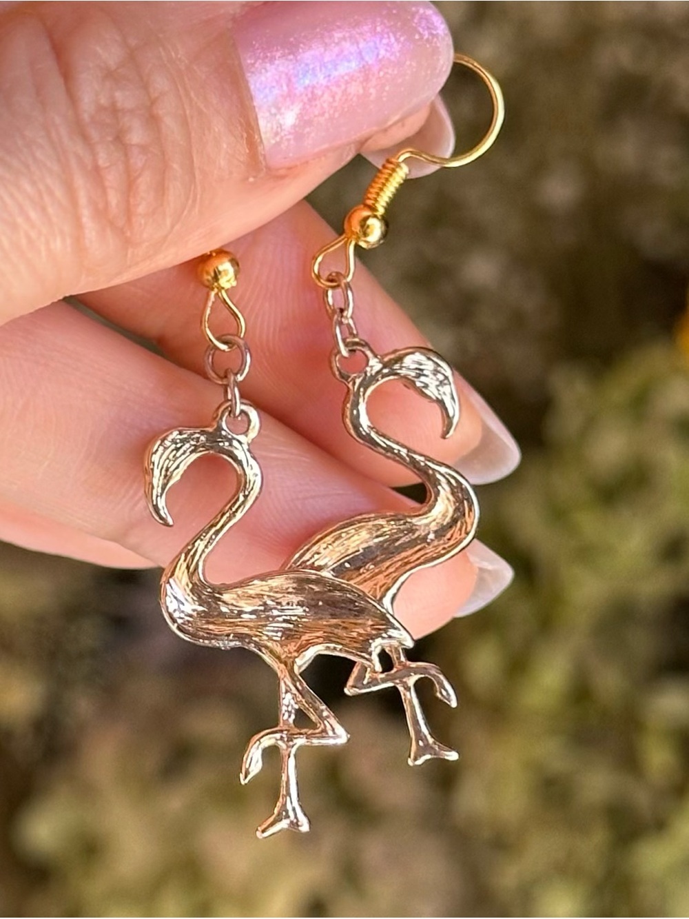 Pink Rhinestone Flamingo Earring - Picture 3 of 9